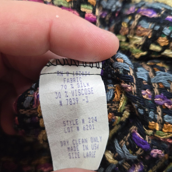 Vintage Giancarlo Ferrari Silk Blend Multicolor Boucle Tweed Jacket Size Large - Picture 8 of 10